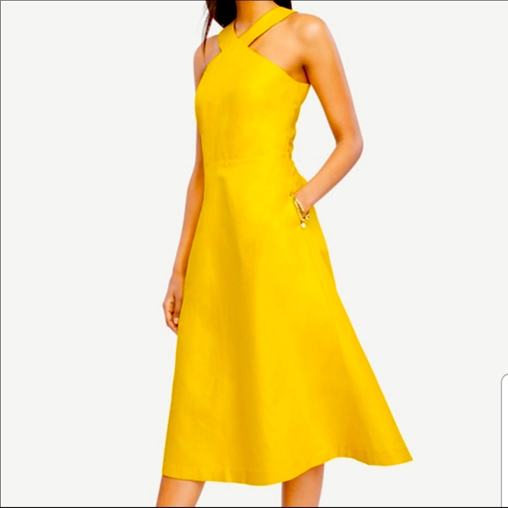 Mustard color Ann Taylor cross neck